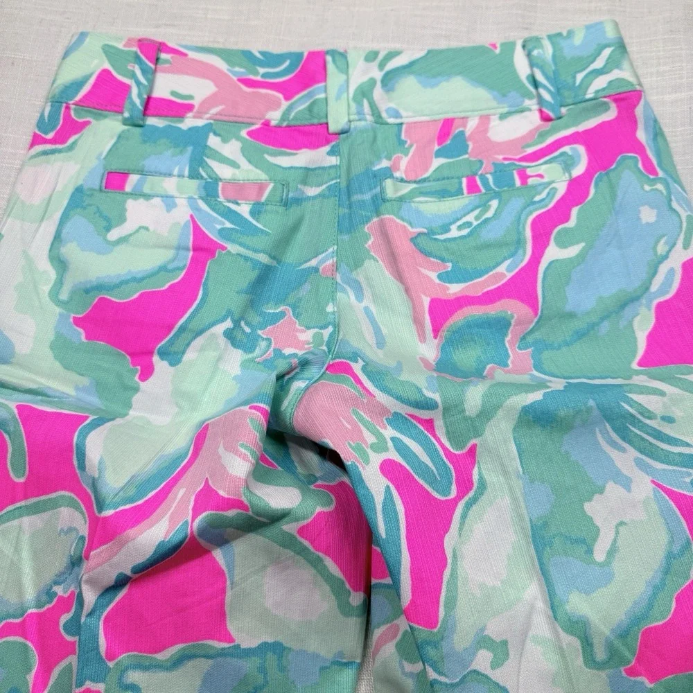 Lilly Pulitzer The Chipper‎ Short Women Size 00 Pink Teal Bermuda Shorts 19987